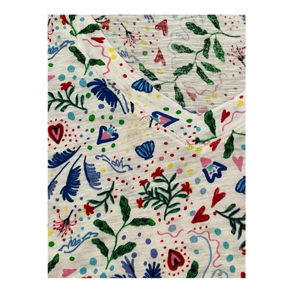 LOFT Blue and Pink Fitted Short Sleeve Blouse - Picture 7 of 9